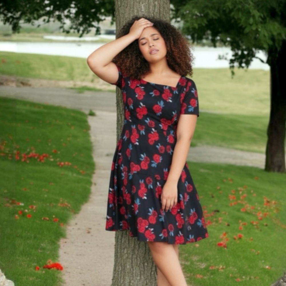 Lane Bryant Floral Fit and Flare Dress